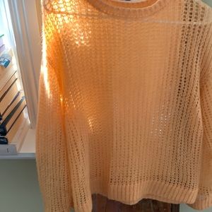 Open weave lite, weight, tangerine, colored sweater, lightly worn looks like new